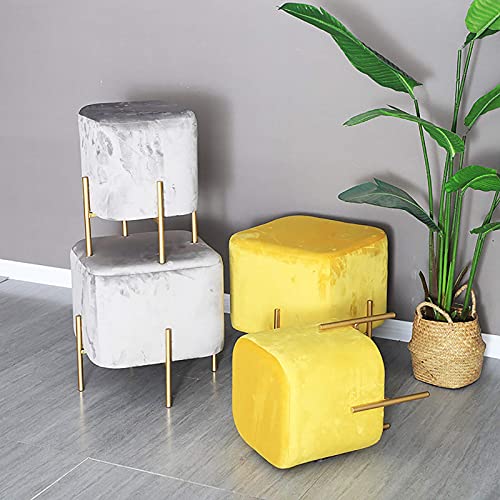 Repose-pieds en velours confortable cube gris pour salon - 3