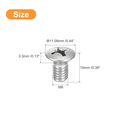 Miniatura 2 de uxcell Tornillos de máquina Phillips de cabeza ovalada de M6x10mm, 25pcs 304 tornillos de cabeza avellanada ligeramente levantados de acero