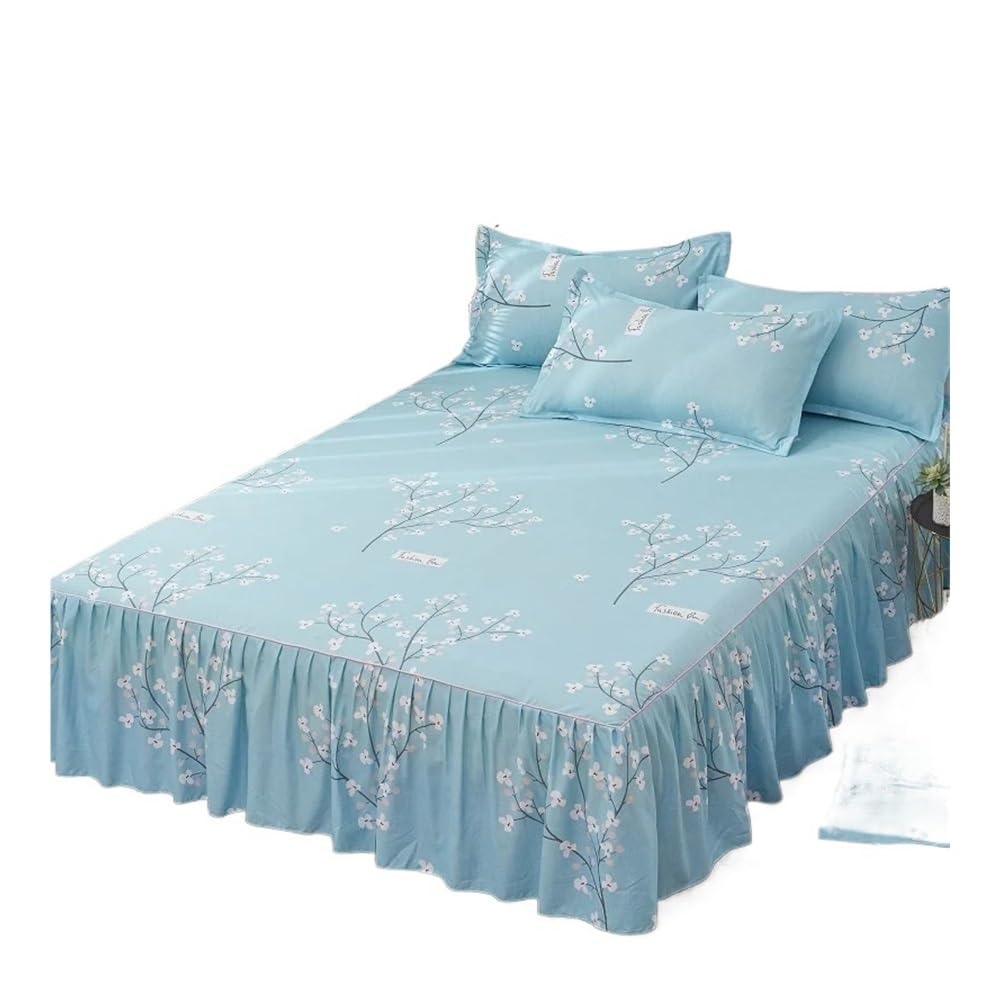 Mantovana giroletto anti-sporco, con stampa, con fascia elastica, per letto queen size, king size, delicato sulla pelle, decorazione per camera da letto (21 federe, 180 x 220 cm)