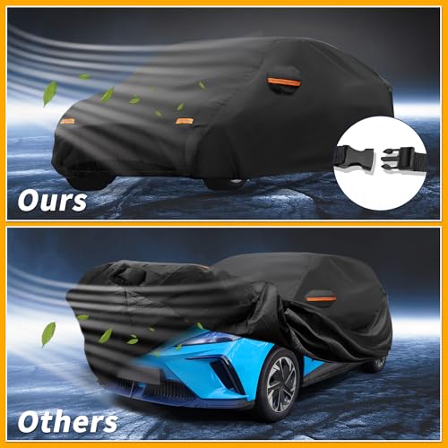 Image of All-Weather Waterproof Car Cover - UV-Resistant Outdoor Full Exterior Protection for mg 4 190T-PU Black with Right Side Zipper