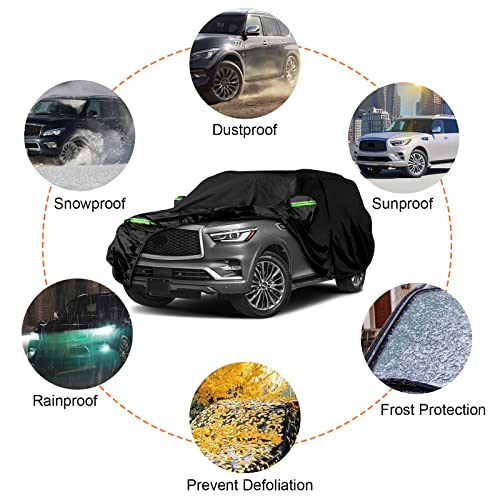 Image of Waterproof Car Cover Replace for 2004-2025 Infiniti QX80 / Nissan Armada, 6 Layers All Weather Car Covers with Zipper Door & Windproof Bands for Snow Rain Dust Hail Protection (QX80)