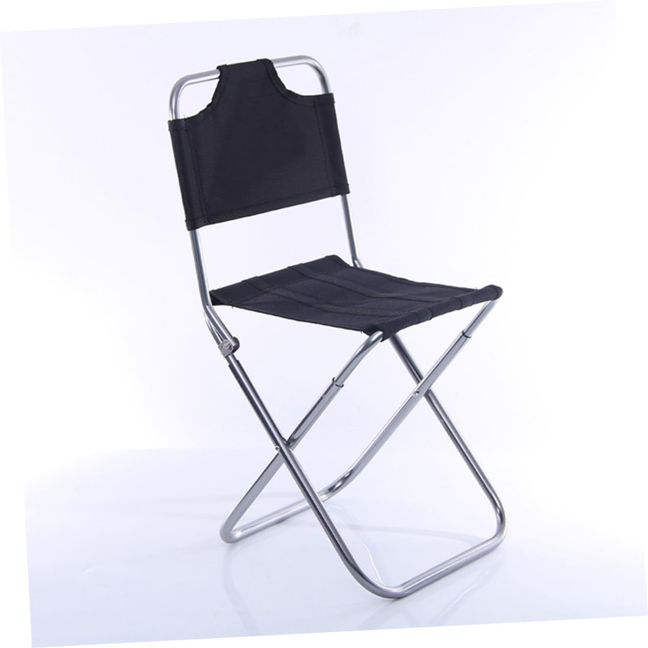 Gatuida Sgabello Pieghevole in Alluminio Leggero con Schienale per Campeggio Pesca e Escursionismo Sedia Portatile Outdoor Resistente e Compatta Nero e Argento Media