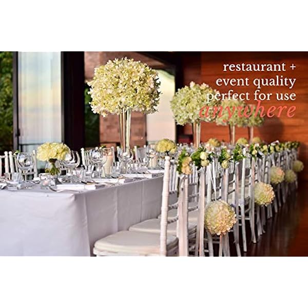 Pomp Zuiver wit 90 "x 132" vloerlengte popeline polyester tafelkleed (2 stuks) | rimpel vlekbestendig gemakkelijk te onderhouden premium stof | Past op 6FT rechthoekige tafel