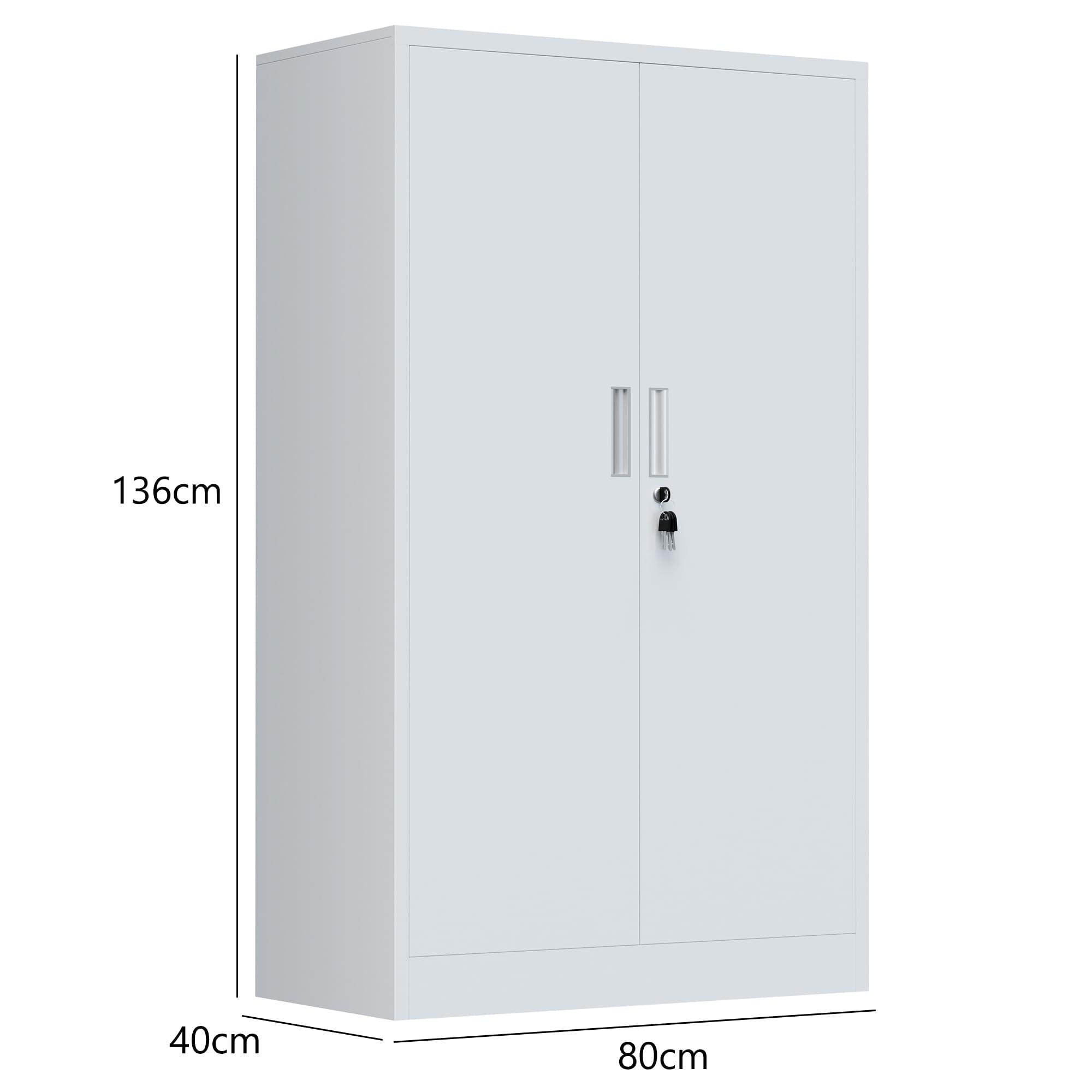 iJINGUR Armoire de Rangement en Métal avec 3 Étagères Réglables en Hauteur, Armoire de Bureau Métallique Verrouillable pour Bureau, Salon, Garage (Blanc)
