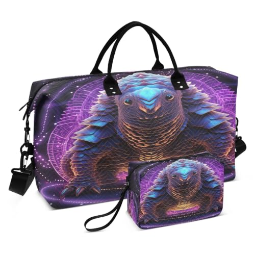 Sac de sport de natation monstres pourpres avec trousse maquillage pour voyage