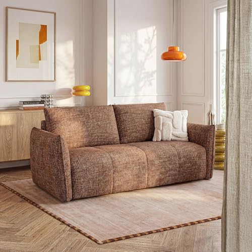 Habitat - Canapé Convertible 2 Places - Couchage 140 cm - Matelas 13 cm - Tissu texturé Oria - Marron Boston