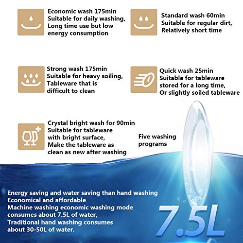 Tafelblad Vaatwasser Draagbare UV Vaatwasser Keuken Vrijstaand En Ingebouwd Vaatwasser Automatisch Wasdrogen 360 ° Uitgebreide Decontaminatie Voor Home Restaurant Hotelgebruik - Afbeelding 6