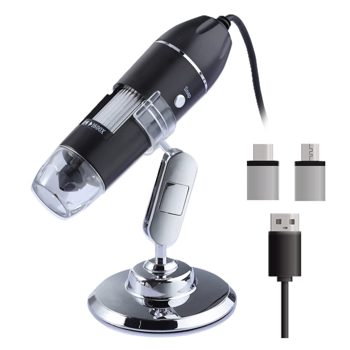 Microscope 1600/1000/500X Microscope Handheld Portable Digital 3 in 1 Micro Interface Electron Microscopes(1600X)
