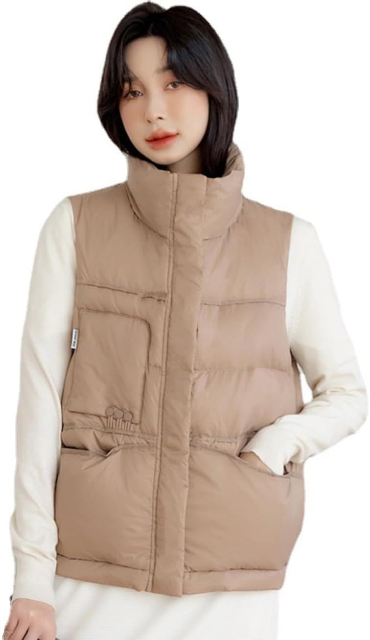 [Donahutt03] 中綿ベスト レディース アウター ベスト ファスナー ノースリーブ 襟付き フードなし 中綿ジャケット ブ