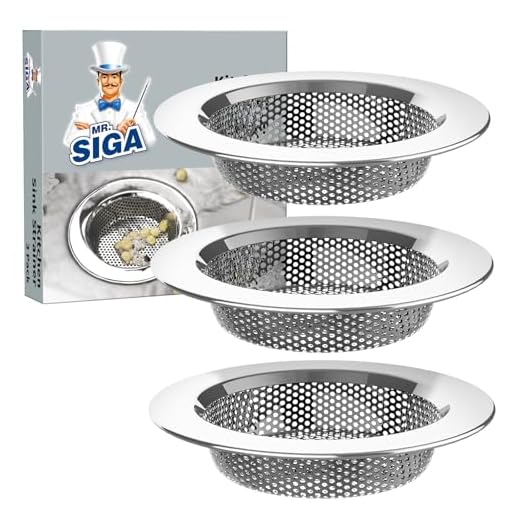 MR.SIGA Kitchen Sink Strainer, Stainless Steel Sink Drain Strainer, Dishwasher Safe, Outer Diameter 4.4 inch/11.2cm, Inner Diameter 3 inch/7.6cm, Pack of 3