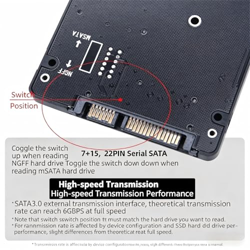 M.2 mSATA Adaptador Caja para SSD Conversión Aluminio miniatura 3