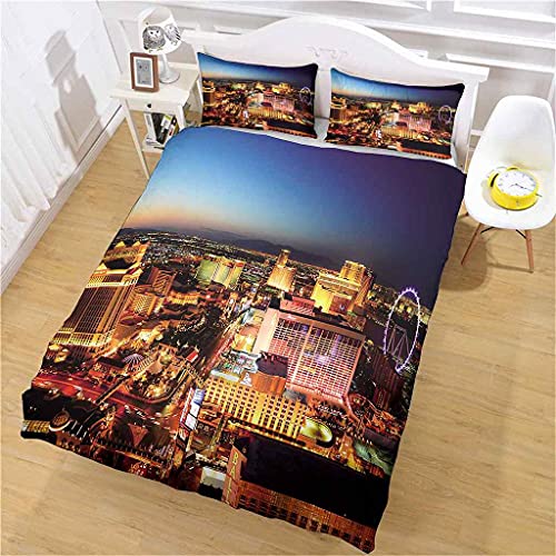 CLQPYQ Funda Nordica Cama 90, Juego de Ropa de Cama de Invierno 150x200cm Ciudades Europeas, 3 Piezas Funda de Nórdica de Microfibra y 2 Fundas de Almohada, con Cremallera