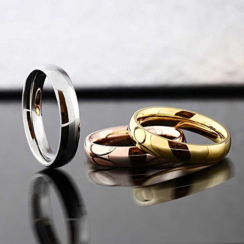 Anillo de acero inoxidable tricolor juego de alianzas finas oro rosa amarillo plata 4