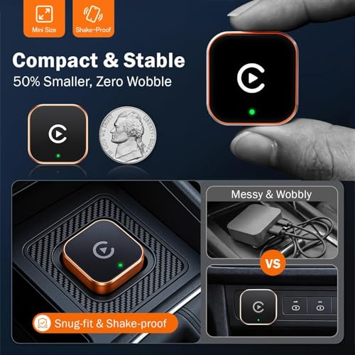 Image of Wireless Carplay Adapter, Suitable for Vehicles Equipped with Cabled CarPlay, Plug and Play Feature enables Fast and Stable CarPlay Wireless Connection, Suitable for 800+ Vehicles (Orange)