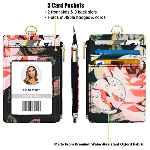 Azrra AZR-BDG-HLDR Id Badge Holder With Lanyard: Flower Vertical Id Name Badge Card Holder thumb #1