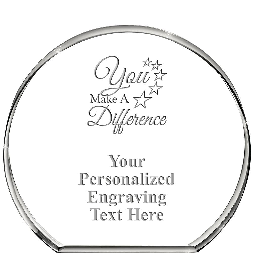 Standing Circle Paperweight, Custom Engraved Corporate Crystal Trophy Paperweight Gift