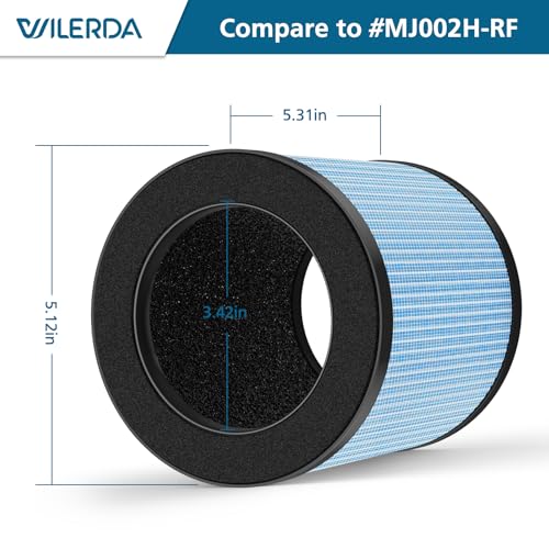 Image of MJ002H Replacement Filter Compatible with POMORON MJ002H Air Purifiers,HEPA Filter, Activated Carbon, High Performance 4-Layer Filter, Compared Part #MJ002H-RF, 2 Pack