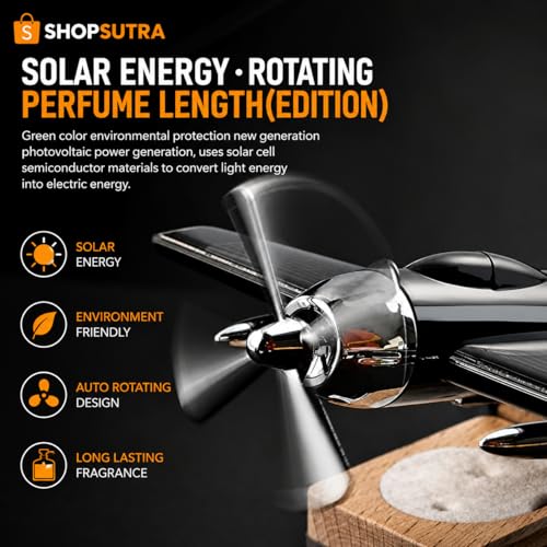 Image of Solar Helicopter Car Perfume Diffuser with Wooden Insert and Aluminum Base (Aeroplane Car Air Freshener)