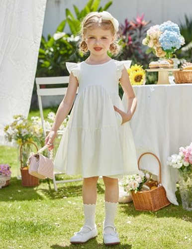Arshiner Toddler Dress Girls Backless Tiered Summer Dresses Cute Swing Beach Sundress with Pockets for 2-8Y3