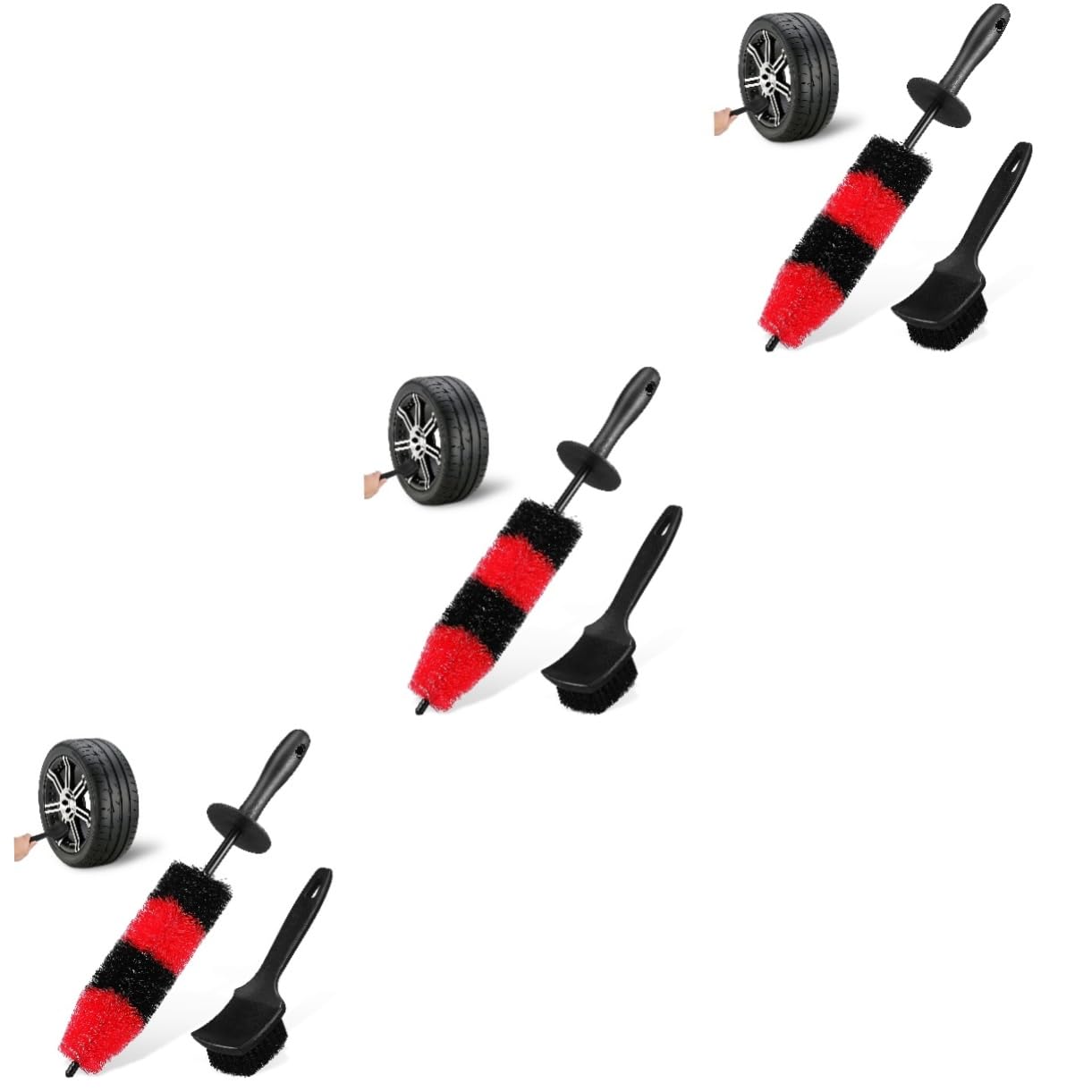 Gatuida 3sets Spazzole per Pulizia Ruote Spazzola per Cerchi e Pneumatici con Testa Flessibile per Detailing Auto e Lavaggio Accessori Auto per Pulizia e Profonda