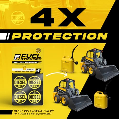 Image of Diesel Sticker, Weather Proof, Ultra Durable, All Purpose - 1 inch Fuel Label by Fuel Stickers - USA Made (4 Labels)