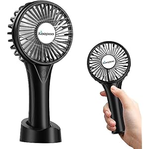 KOOPAO Hand Fan, Mini Portable Handheld Fan with Rechargeable 2500 mAh Battery Powered, 3 Speeds Double Fan Leaf Personal USB Desk Fan for Home, Office, Outdoor and Camping