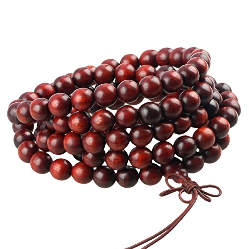 CarpenterC Unisex Natutal Rosewood Buddhist Prayer Meditation Beads Bracelet Link Wrist Necklace Chain
