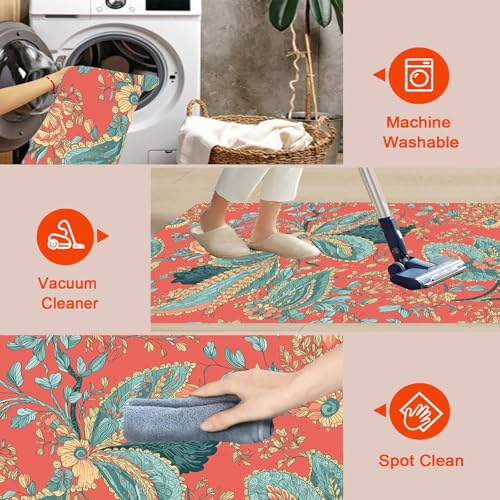Tapis lavable en machine antidérapant rouge clair 120x180 cm - 7