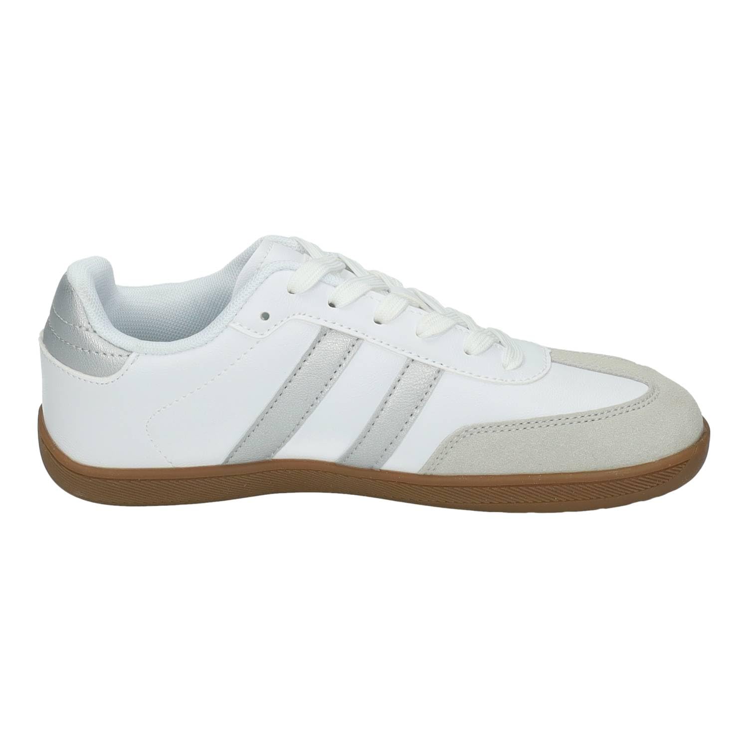 DEMAX 7-1227H Zapatillas Deportivas respetuosas para Mujer Demax Blancas con Detalles Plata y Plantilla Double Memory Foam Mujer Deportivos