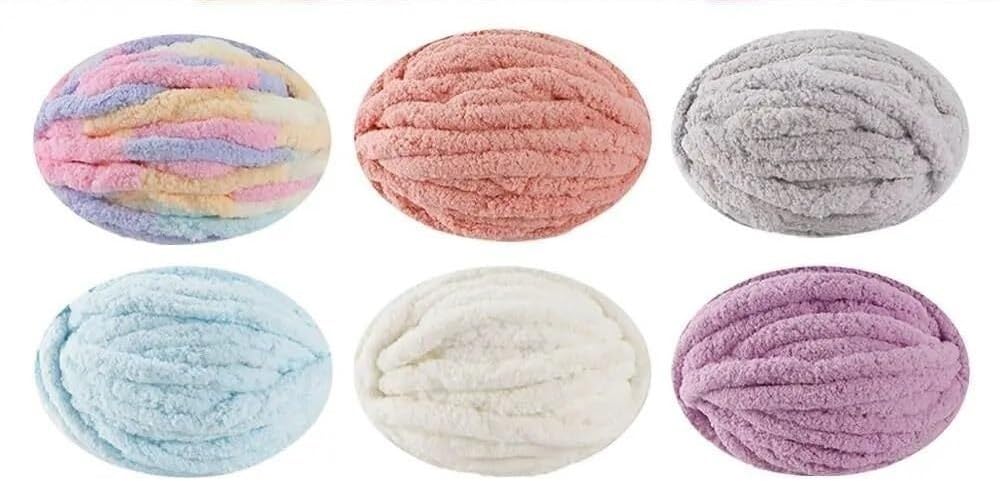 supermiękka gruba przędza, Gruba włóczka szenilowa 250g, wielokolorowa, do robienia na drutach i szydełkowania(Light blue)