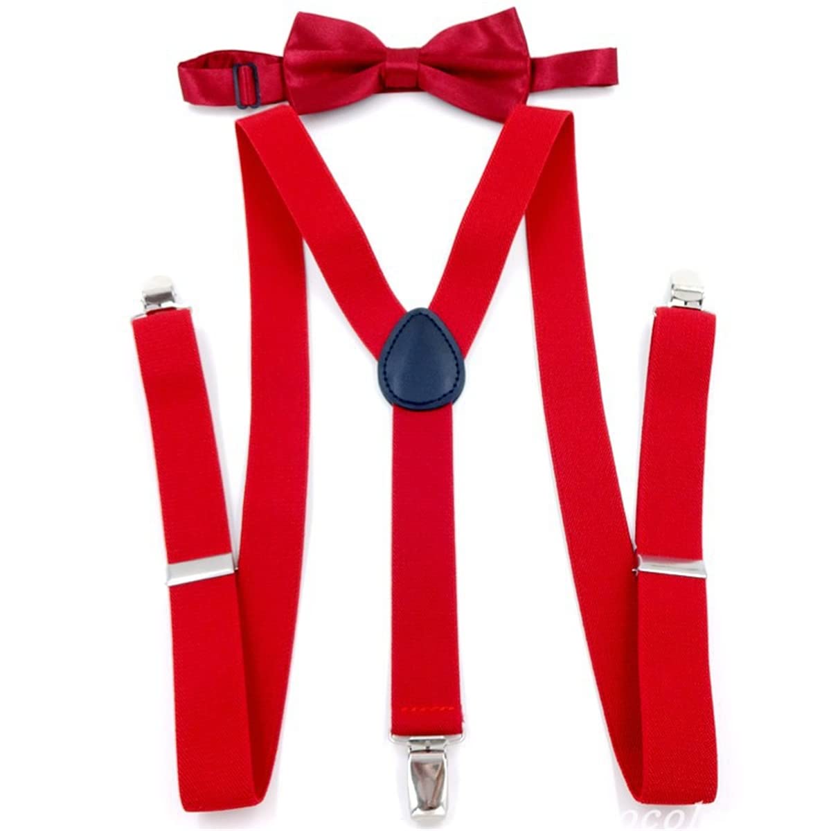Tirantes para Hombre,Tirantes, Conjunto de Tirantes elásticos Ajustables en Forma de Y y Pajarita for Hombre de Color Liso(Red)