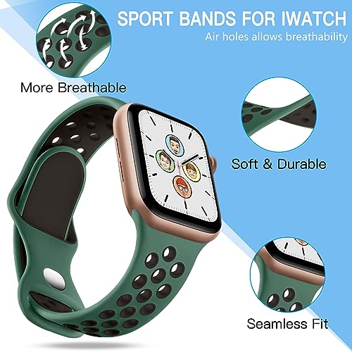 Image of Adorve 4 Pack Sport Bands for Apple Watch 49mm 41mm 40mm 38mm 45mm 44mm 42mm for Women Men, Durable Breathable Soft Silicone Replacement Wrist Strap for iWatch Ultra SE Series 8 7 6 5 4 3 2 1, S /M M /L