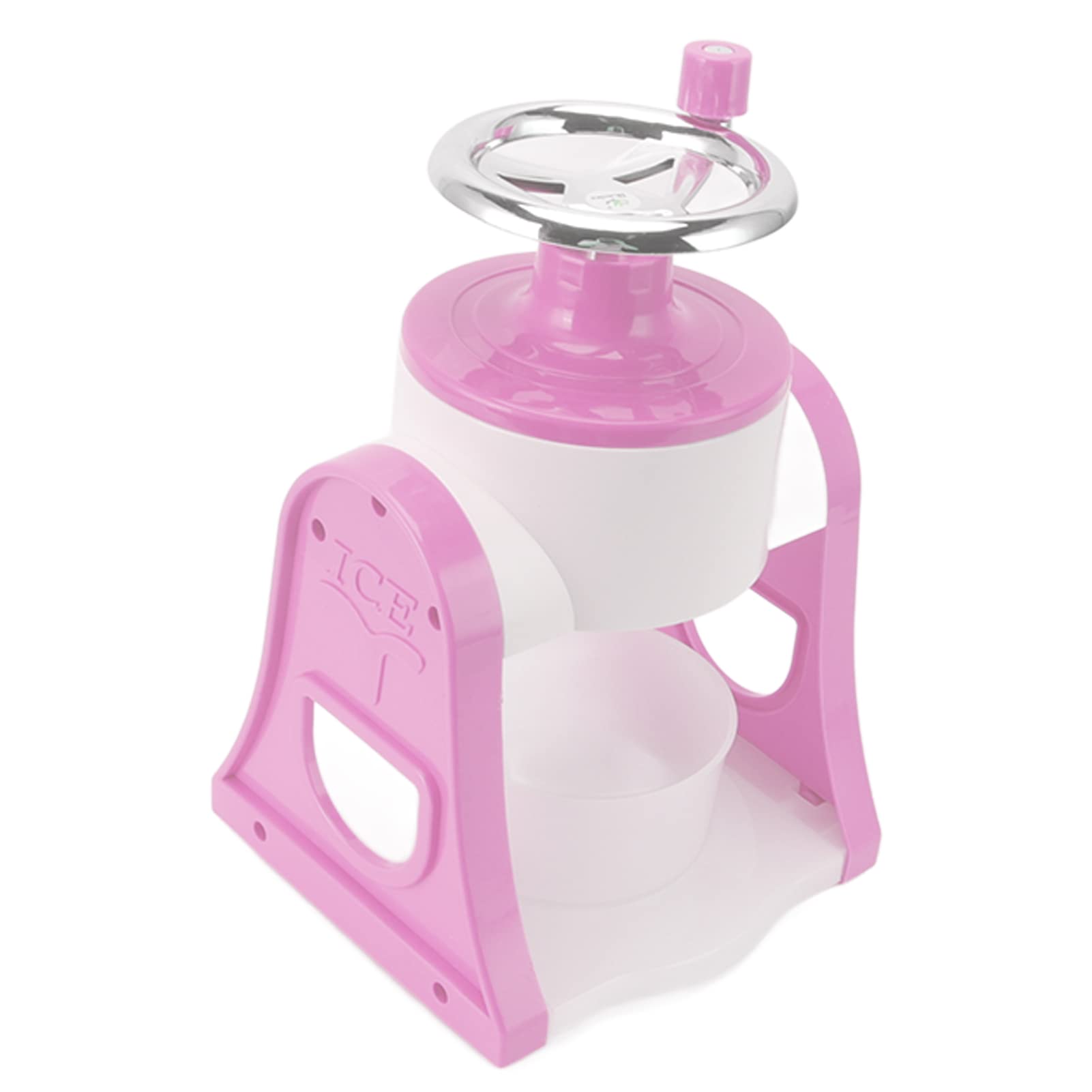 Broyeur à glace à manivelle Tnfeeon rose avec lames en acier inoxydable