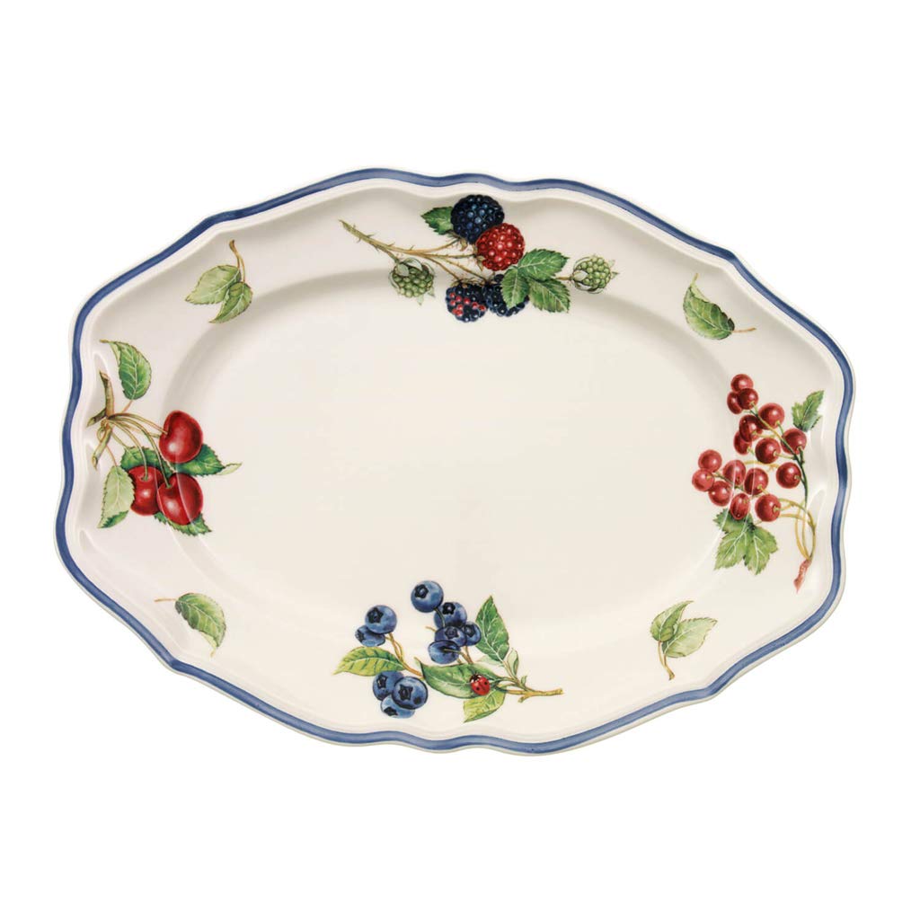 Villeroy & Boch Cottage Oval Platter, 11.75 in, Premium Porcelain, White/Colorful