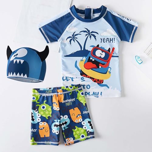 Maillot de bain garçon 10 ans ensemble plage avec t-shirt et chapeau