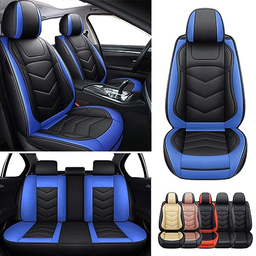 JOYOTO Universal Car Seat Covers for 5-Seat Vehicles Full Coverage Seat Cushion Front&Rear Universal Fit for Most SUV Sedan VW Golf Jetta Mazda Honda and More, Black&Blue
