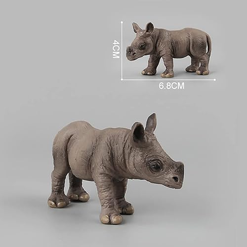 Miniatura 5 de BLAPNK Figura de rinoceronte africano de 3 piezas, figuras realistas de rinoceronte, colección de figuras de rinoceronte, juego de ciencia