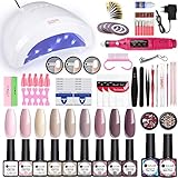 ❤ gelnägel set komplett -Das Gel-Nagellack-Kit-Set enthält 10 wunderschöne Farben von Toxin Free Gel Polish mit geringem Geruch und Deck- und Basislack-Kit - Keine aggressiven Inhaltsstoffe oder Klebstoffe, die zu beschädigten Nägeln führen.