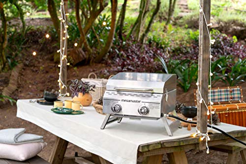 Megamaster 2-Burner Outdoor Tabletop Propane Gas Grill in Stainless Steel