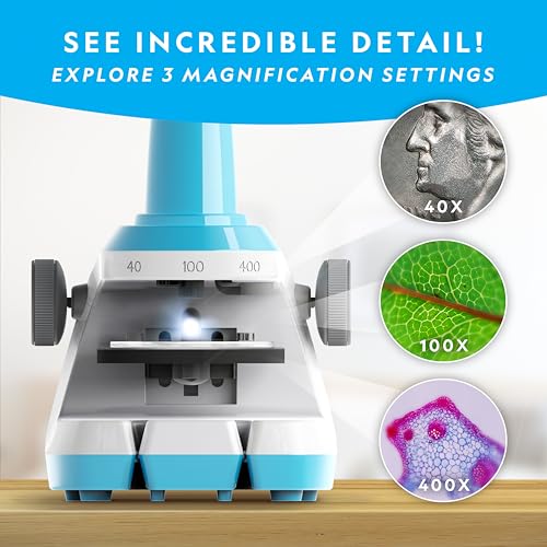 national geographic microscope for kids - science kit with an easy-to-use kids microscope up to 400x zoom blank and prepared slides gifts for 6 7 8 9 amp 10 stem project toy amazon exclusive