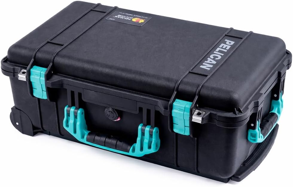 Black Pelican 1510 Carry-on Case. Comes empty & Teal Handles & Latches.