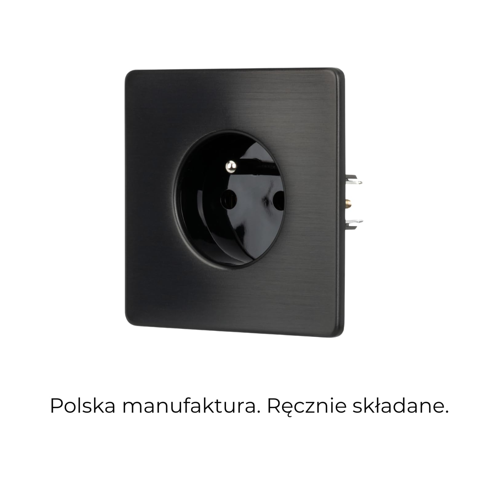 Gniazdko Elektryczne Pojedyncze Czarne Stal Szczotkowana PVD Black