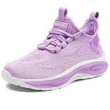 RUNSIDE Boys Girls Sneakers, Lace up Kids Tennis Shoes for Walking/Running Lightweight Breathable Gym Shoes Outdoor, Little Kid/Big Kid Purple