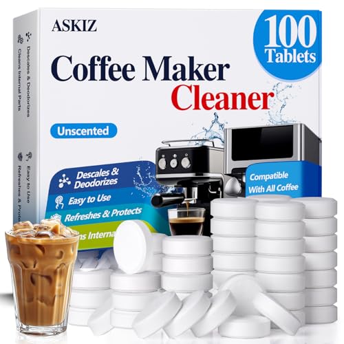 100 Pack Coffee Machine Cleaner Descaler Tablets,Coffee Maker Cleaner for Keurig, Ninja, Breville, Delonghi, Nespresso, Miele,Espresso Machine Cleaning Tabs,Descaling Solution for Coffee Pot Maker