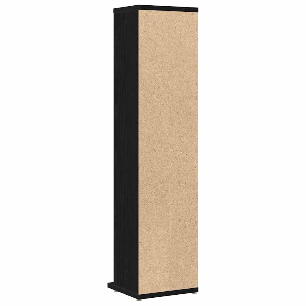Estantería para CDs Madera contrachapada Roble Negro 21x20x88cm, Mobiliario Armarios y Almacenamiento Almacenamiento para CD y DVD, Negro, 6.3kg