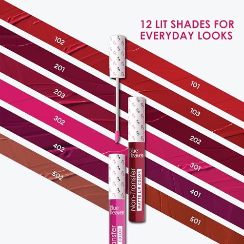 Image of Blue Heaven Non Transfer Matte Lip Color, Long Lasting upto 8 hrs, Light Weight & Smudge Proof, Non Transfer Liquid Lipsticks for Women, 302, 2.8ml
