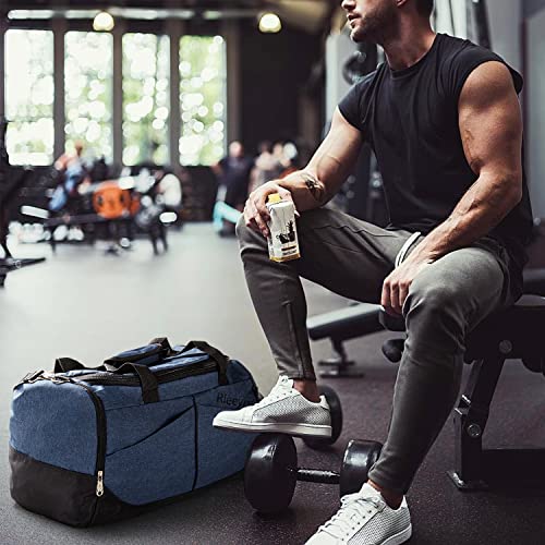 Rieeyrslza Sporttasche mit Schuhfach Reisetasche für Damen und Herren Große Wasserdicht Fitnesstasche Fitness Trainingstasche Handgepäck Tasche mit Schulterriemen (Blau o2)