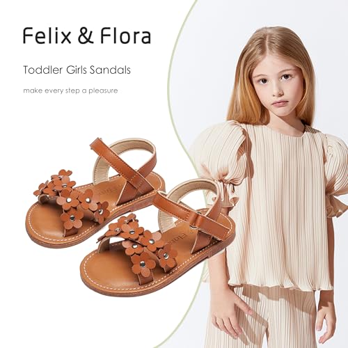 Image of Felix & Flora Toddler Girl Sandals -Flower Girl Dress Shoes Open Toe Little Kid Flats