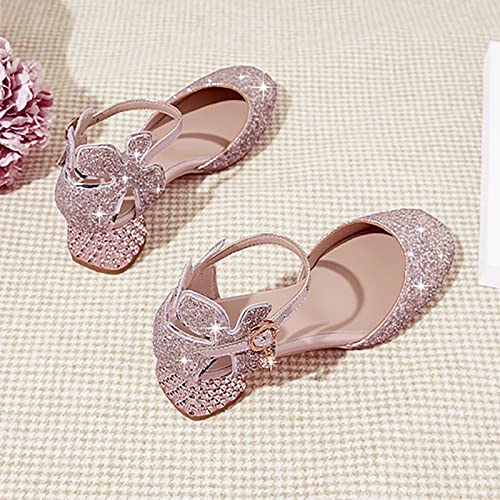 Girls Sandals 4.5cm Low Heel Dress Close Toe Sandals Flower Wedding Party For Little Kid/Big Size 4 Toddler Girl Sandals4