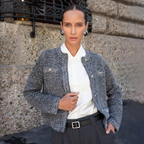 Image of GOELIA Women Wool Blend Lightweight Cardigan Sweaters 2026 Spring Business Casual Solid Long Sleeve Knitted Cardigan Top